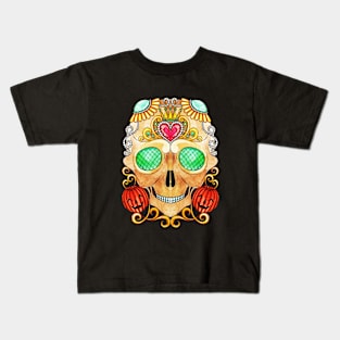 Sugar skull fancy vintage and pumpkin day of the dead. Kids T-Shirt